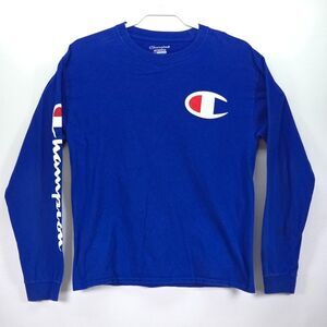 Champion Sweatshirt Men Medium Spellout Long Sleeve Big Logo Activewear Gorpcore